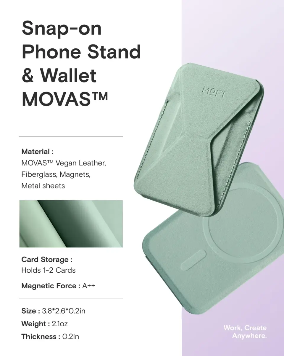 MOFT Magnetic Wallet Stand for iPhone 12-17 Series | Seafoam, 6.6cm x 9.7cm x 0.55cm | MagSafe Compatible, 3-Angle Stand - view 7