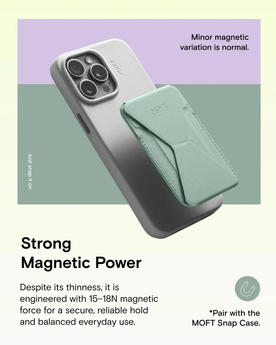 MOFT Magnetic Wallet Stand for iPhone 12-17 Series | Seafoam, 6.6cm x 9.7cm x 0.55cm | MagSafe Compatible, 3-Angle Stand - view 4
