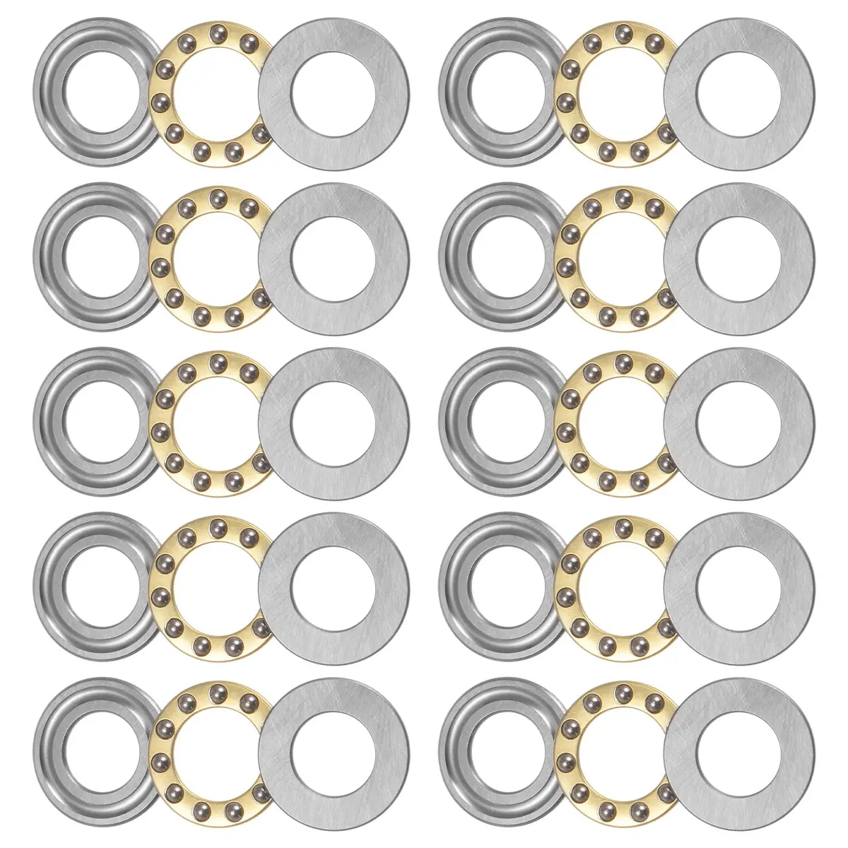 uxcell Thrust Ball Bearing 12mm x 21mm x 5mm Brass | Low-Speed Axial Load Support - main product image