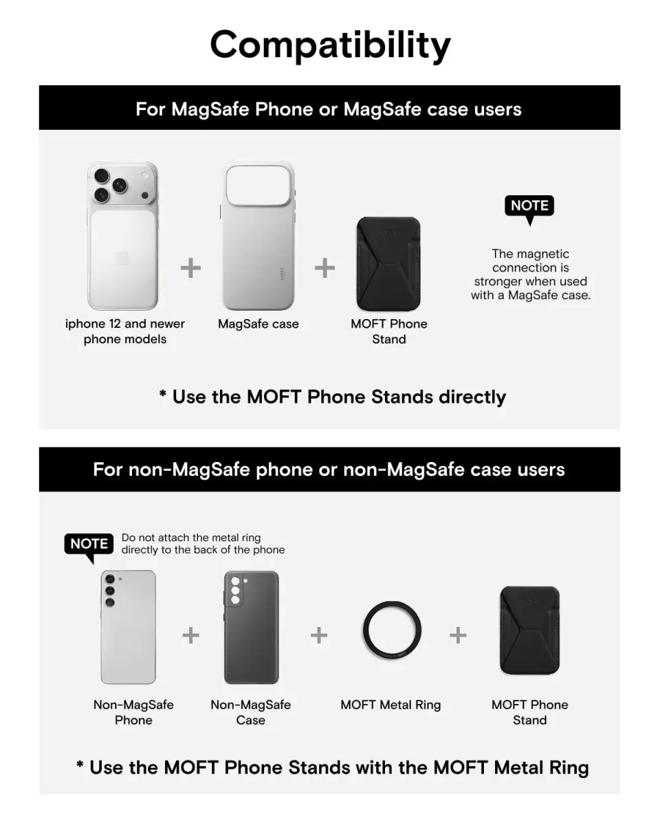 MOFT Magnetic Wallet Stand for iPhone 17/16/15/14/13/12 Series, Jet Black | MOVAS Vegan Leather, 3-Angle Stand, MagSafe Compatible - view 8