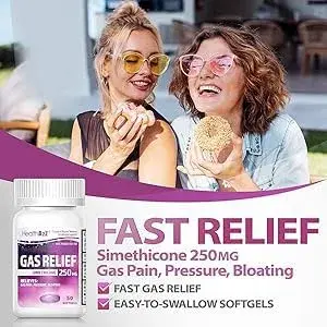 HealthA2Z Gas Relief Simethicone 250mg Softgels 50 Count | Fast Bloating & Pressure Relief - view 3