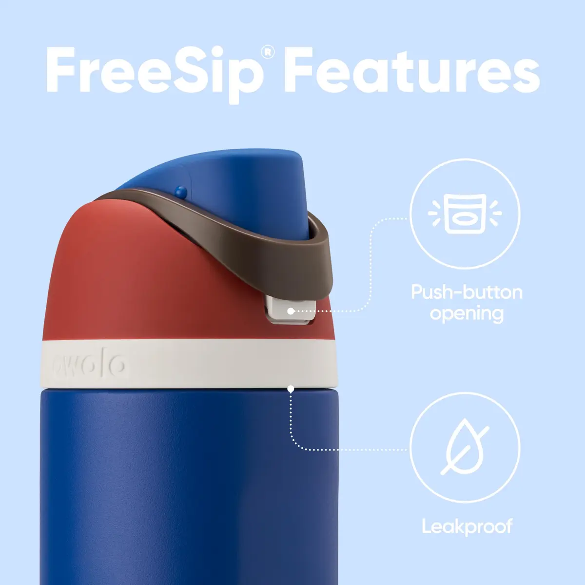 Owala Marvel FreeSip Stainless Steel Water Bottle 24 oz Captain America | Double-Wall Insulated, Leak-Proof, Easy-Clean - view 4