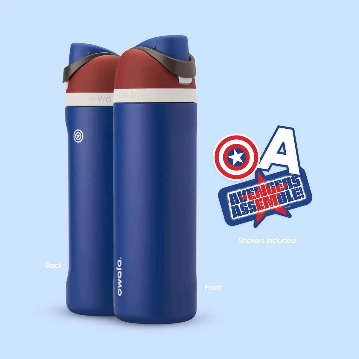 Owala Marvel FreeSip Stainless Steel Water Bottle 24 oz Captain America | Double-Wall Insulated, Leak-Proof, Easy-Clean - view 6