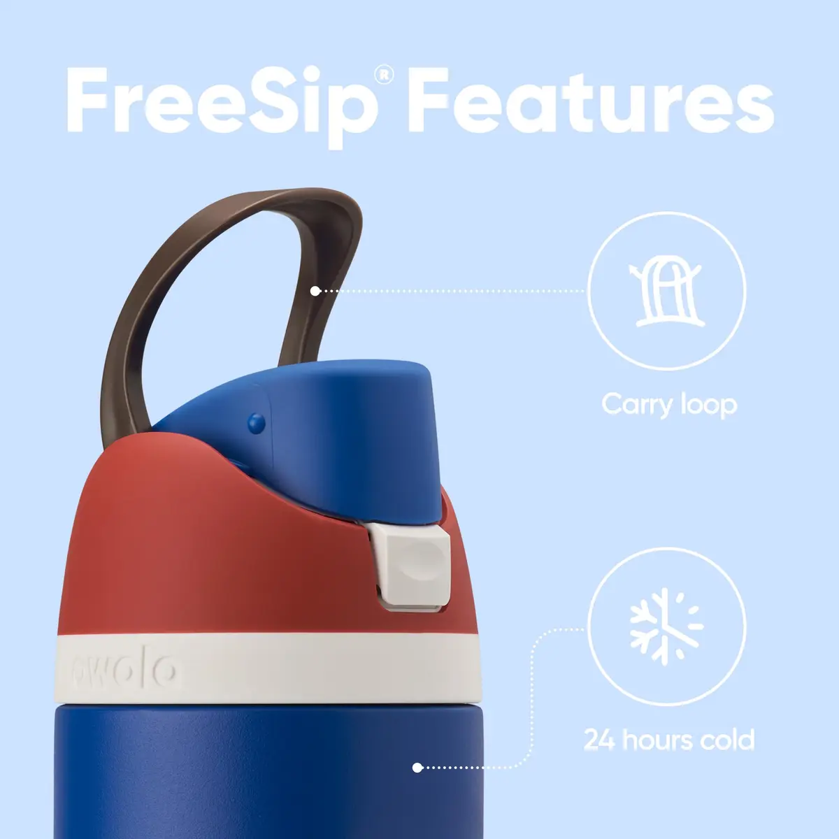 Owala Marvel FreeSip Stainless Steel Water Bottle 24 oz Captain America | Double-Wall Insulated, Leak-Proof, Easy-Clean - view 3
