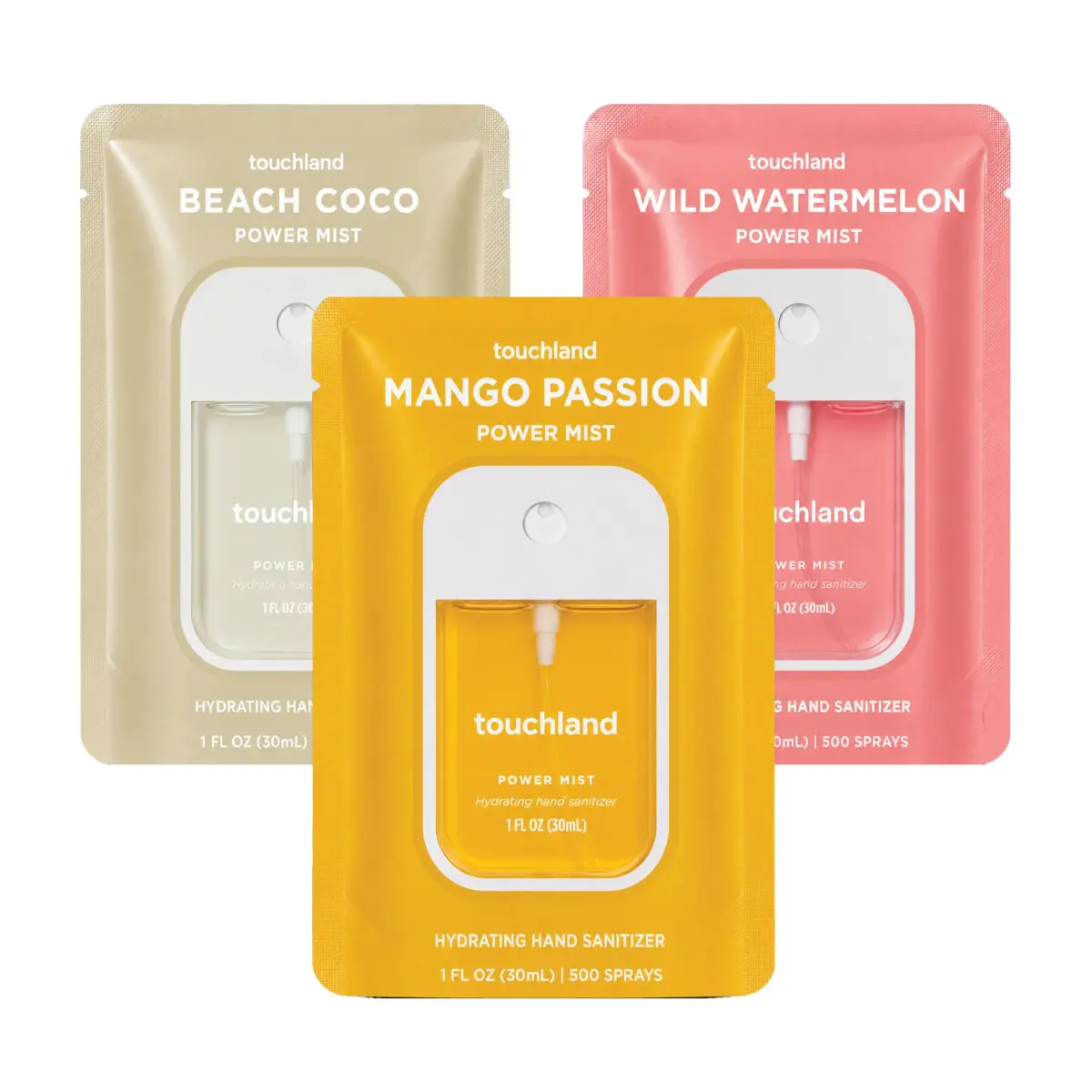 Touchland Tropical Trio Hydrating Hand Sanitizer Spray Set 3 x 29.57ml (3 Fl Oz) | Skincare-Forward Germ Defense - main product image