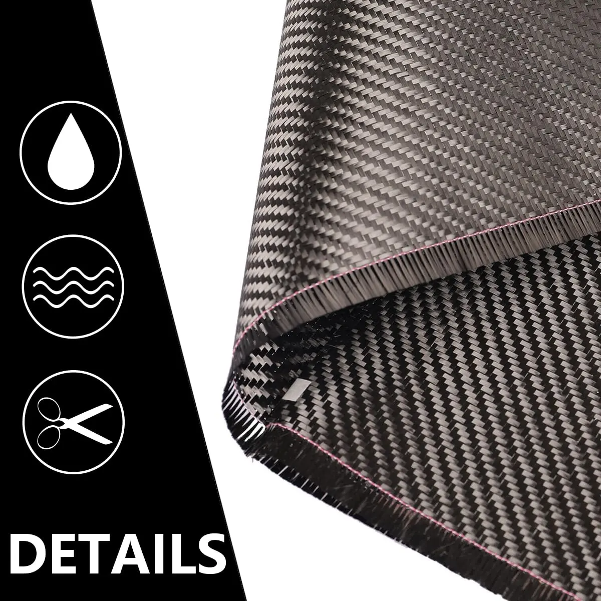 Caliwill Carbon Fiber Fabric Roll 3.28ft x 12” | High Strength, Low Density, Rust-Resistant (70-120 chars) - view 3