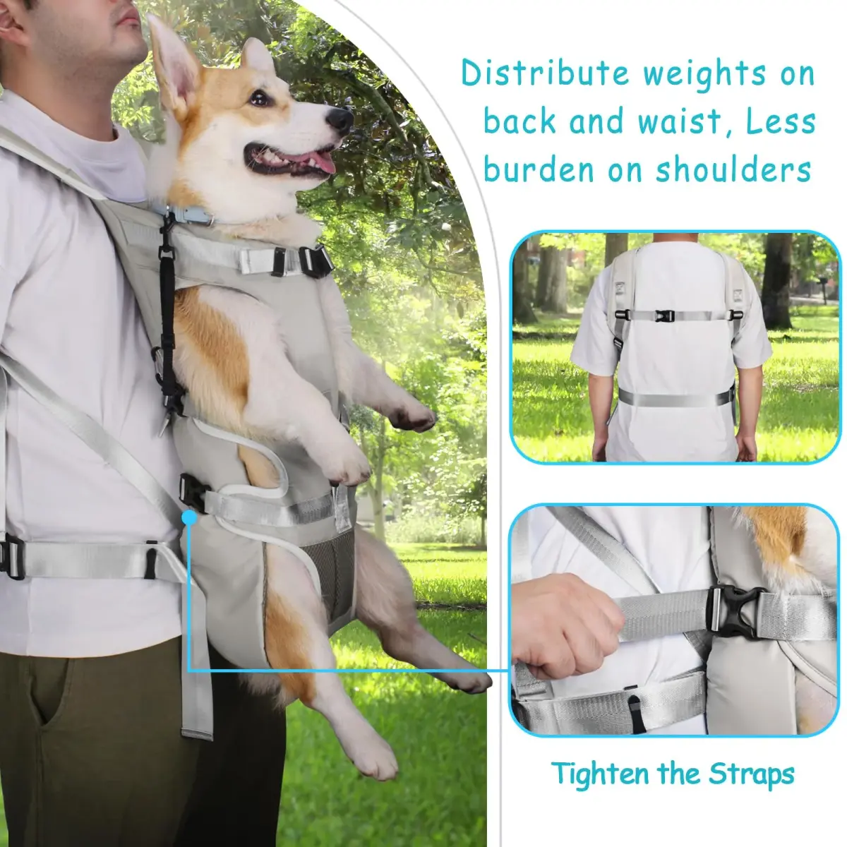 PetBonus Grey X-Large Dog Carrier Backpack for Hands-Free Hiking and Cycling - view 3