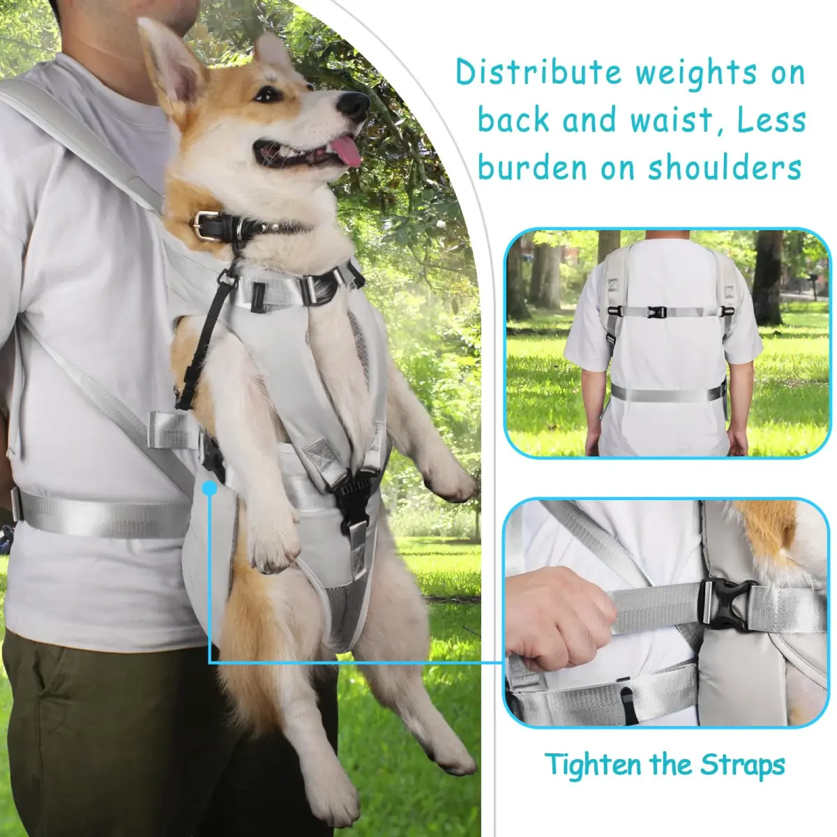 PetBonus Grey Small Pattern Dog Carrier Backpack | Hands-Free Hiking Cycling Travel - view 3
