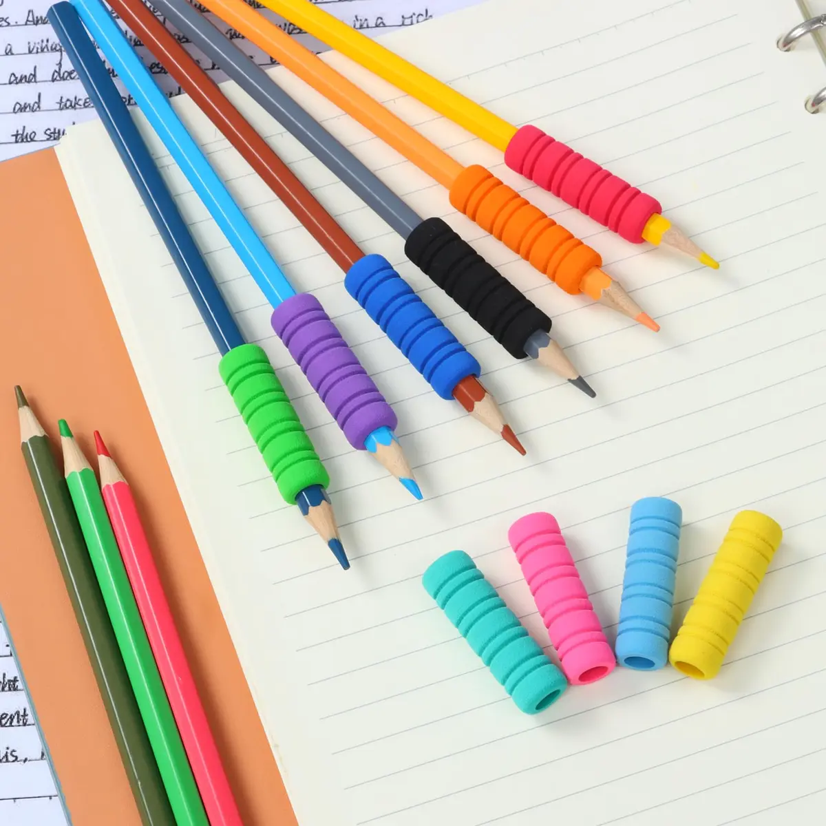OSteed Foam Pencil Grips Bulk for Kids & Adults, 50 Pcs 10 Colors | Ergonomic Writing Aid for Proper Pencil Grasp - view 6