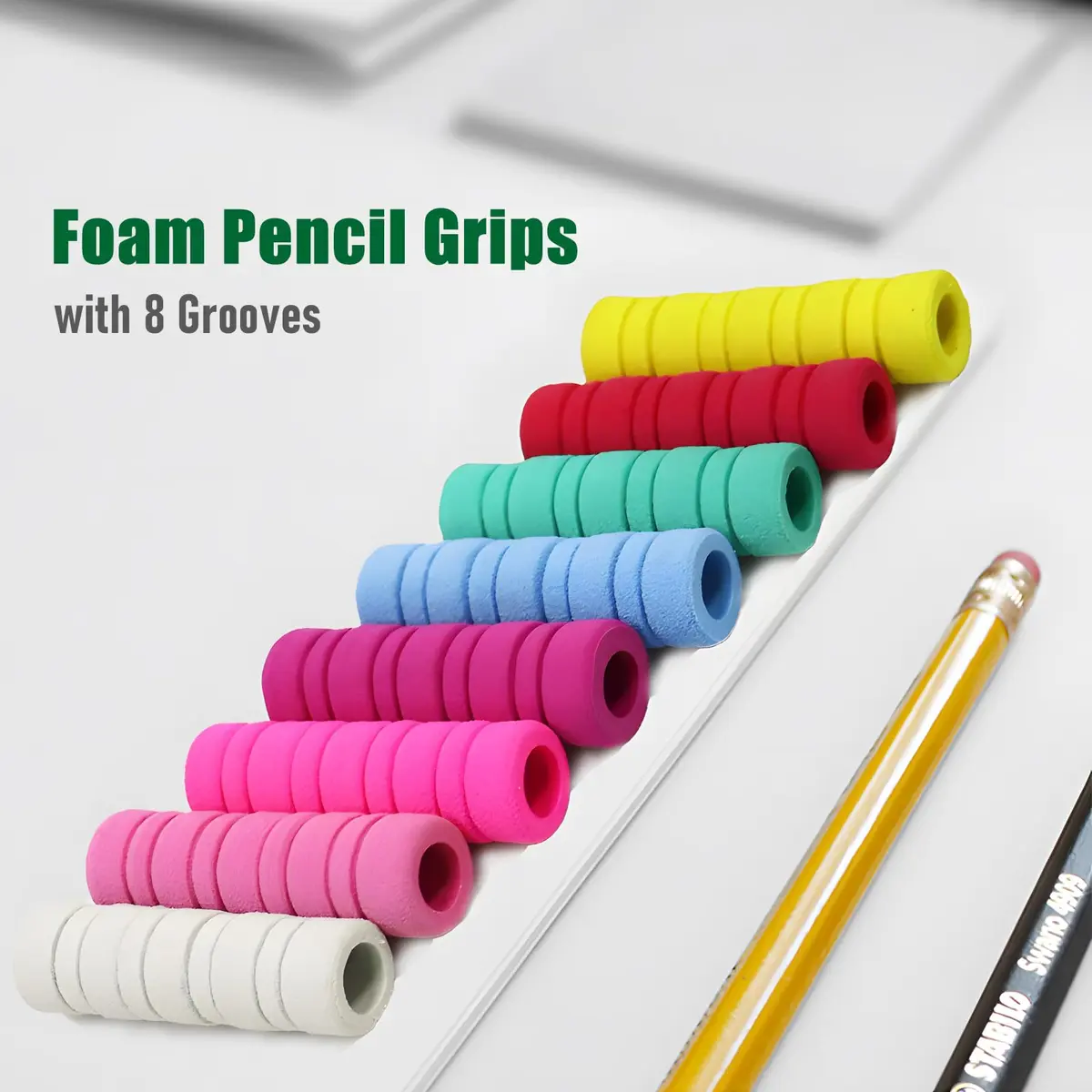 OSteed Foam Pencil Grips Bulk for Kids & Adults, 50 Pcs 10 Colors | Ergonomic Writing Aid for Proper Pencil Grasp - view 3