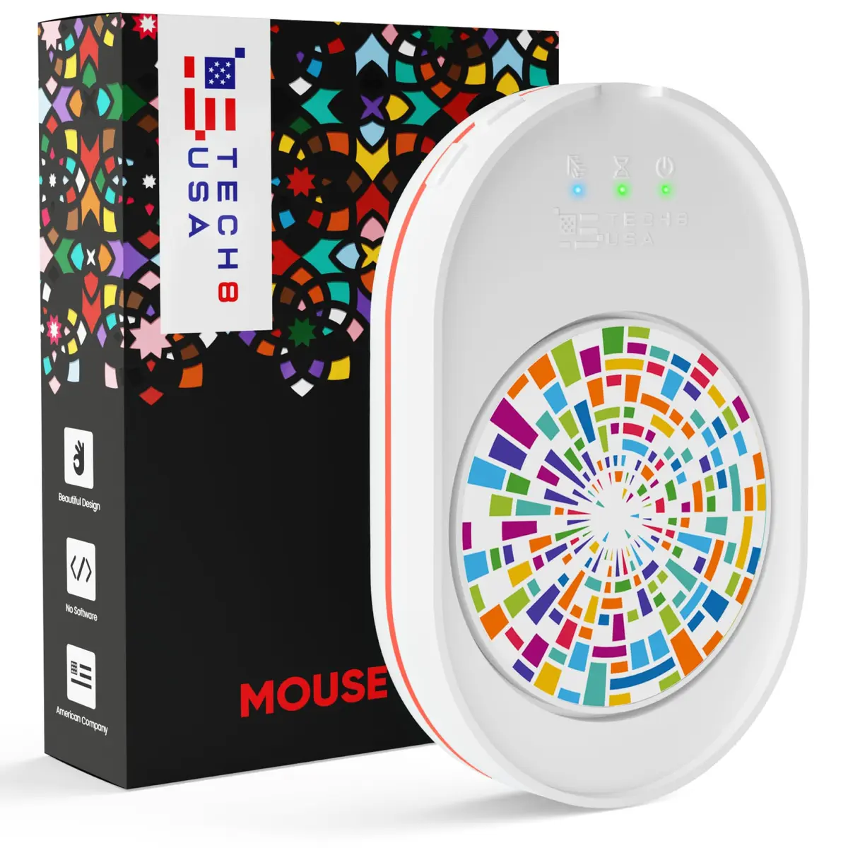 TECH8 USA Undetectable Mouse Mover Jiggler with Ambient Glow Ring and Hologram Disc | No Software Required - main product image