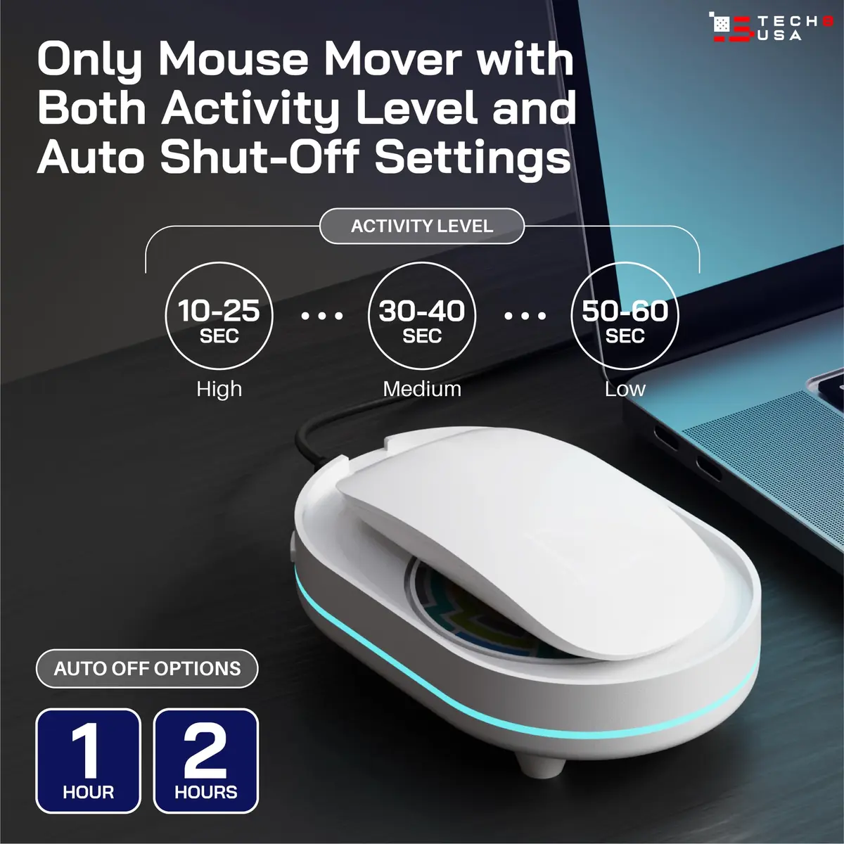 TECH8 USA Undetectable Mouse Mover Jiggler with Ambient Glow Ring and Hologram Disc | No Software Required - view 6