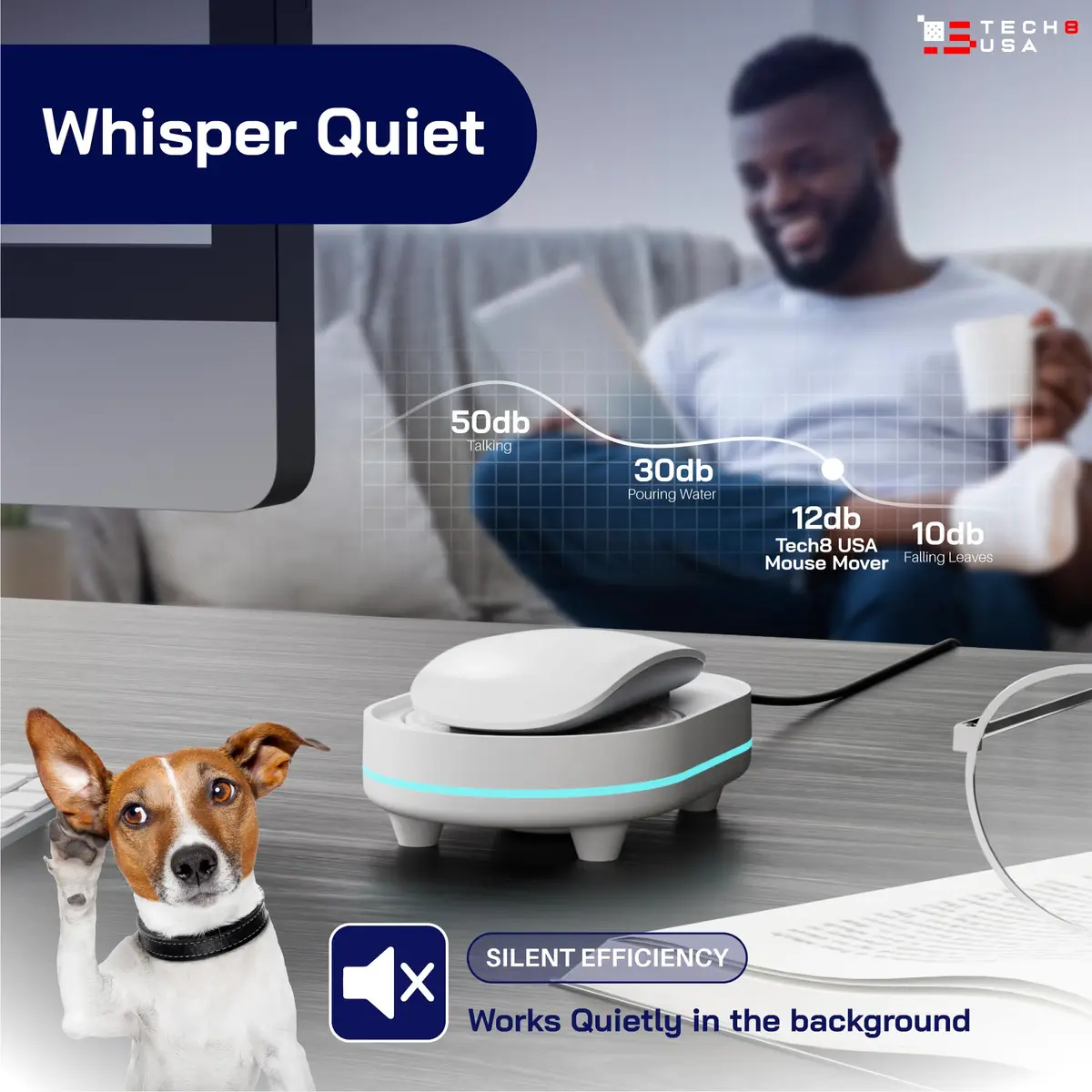 TECH8 USA Undetectable Mouse Mover Jiggler with Ambient Glow Ring and Hologram Disc | No Software Required - view 8