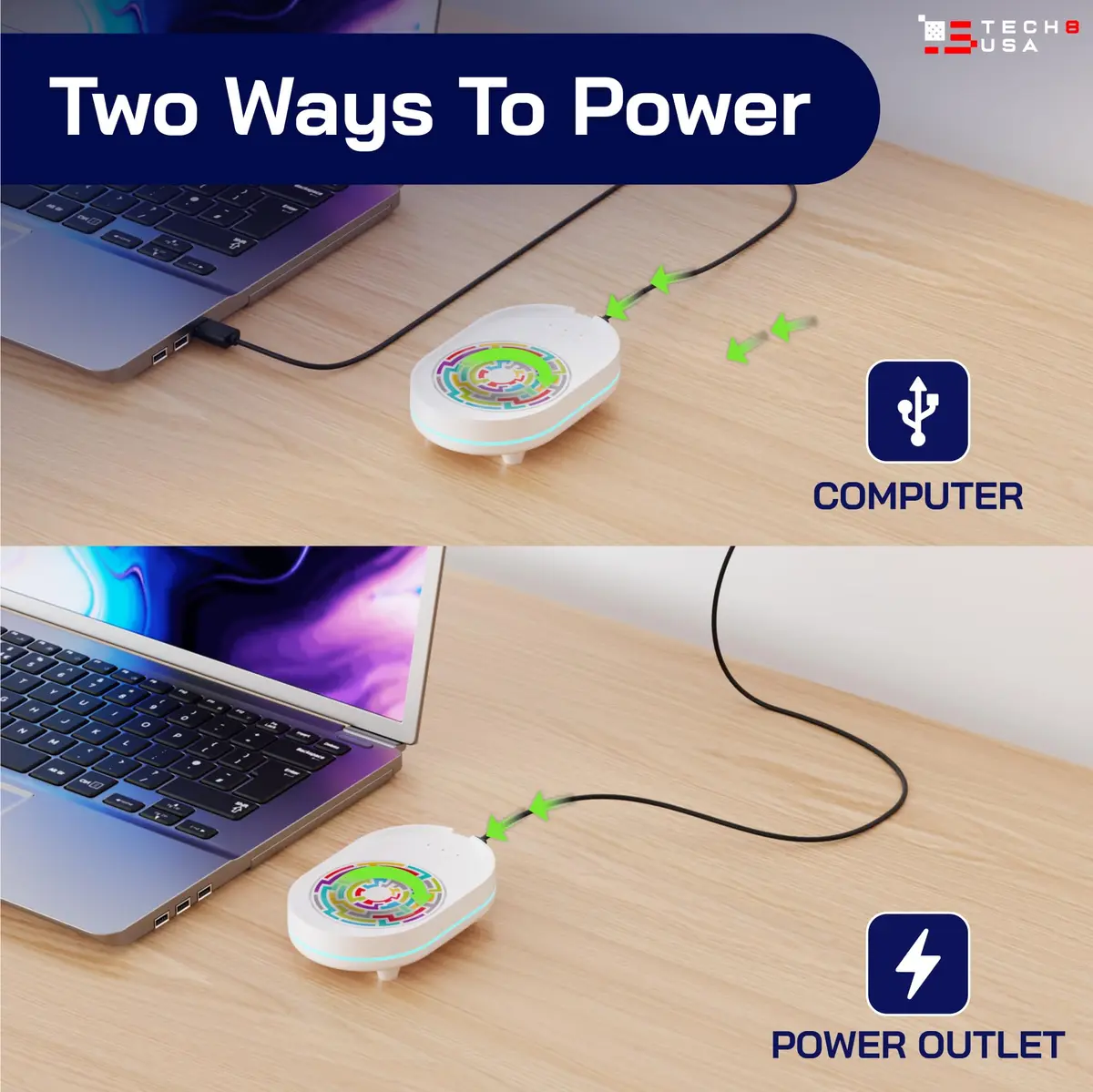 TECH8 USA Undetectable Mouse Mover Jiggler with Ambient Glow Ring and Hologram Disc | No Software Required - view 3