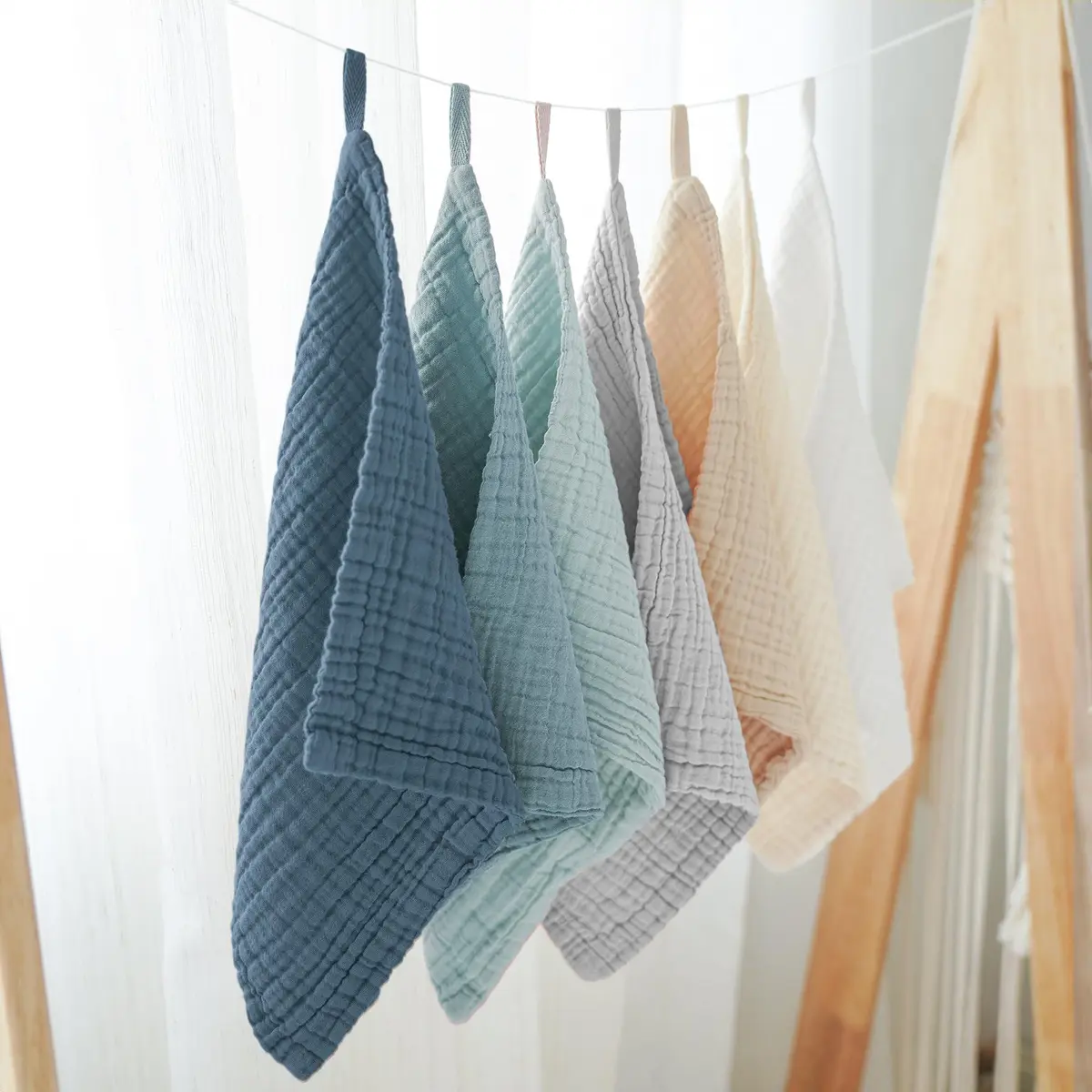 Konssy 7 Pack Muslin Baby Washcloths 28cm x 28cm | Ultra-Soft Cotton for Delicate Skin - view 5