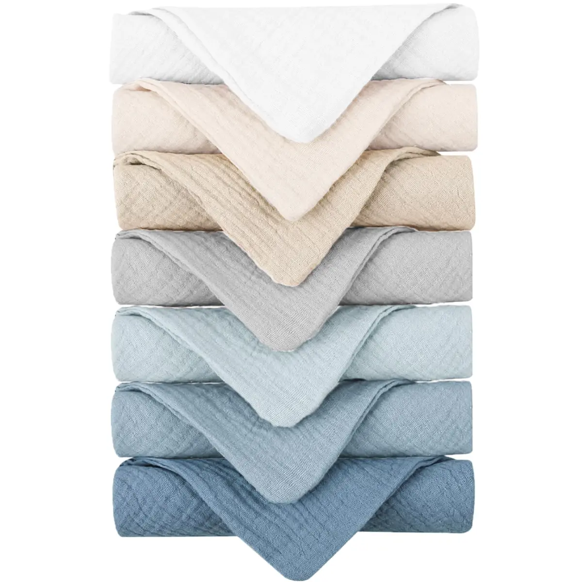 Konssy 7 Pack Muslin Baby Washcloths 28cm x 28cm | Ultra-Soft Cotton for Delicate Skin - main product image