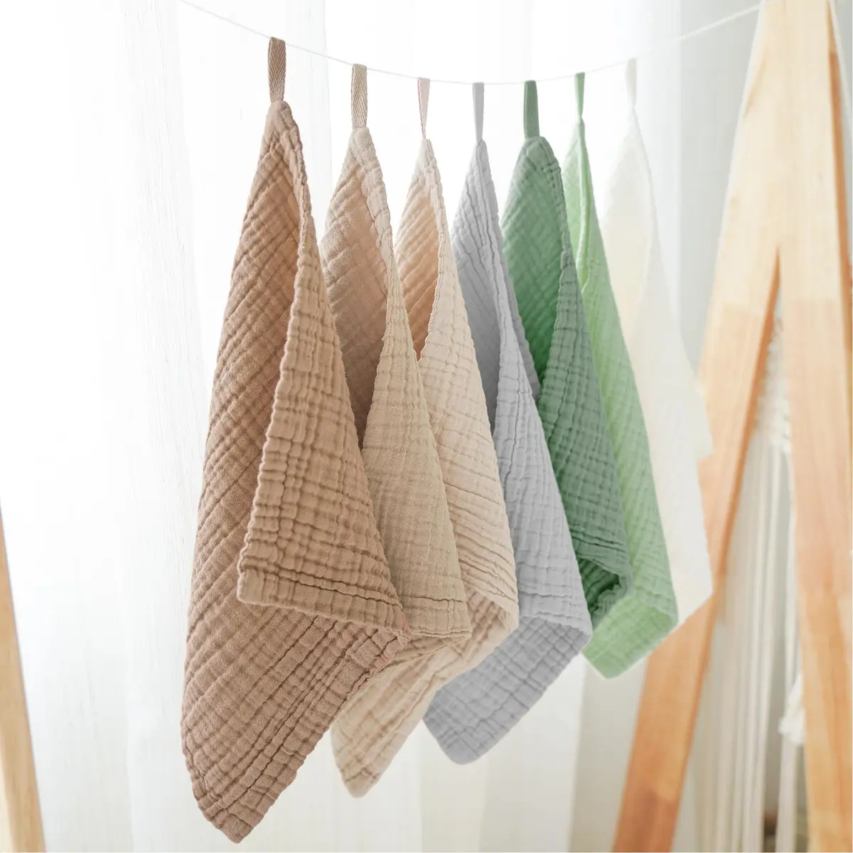 Konssy Baby Muslin Washcloths 11x11 in | Ultra-Soft & Absorbent Cotton, 7 Pack for Newborns & Infants - view 5