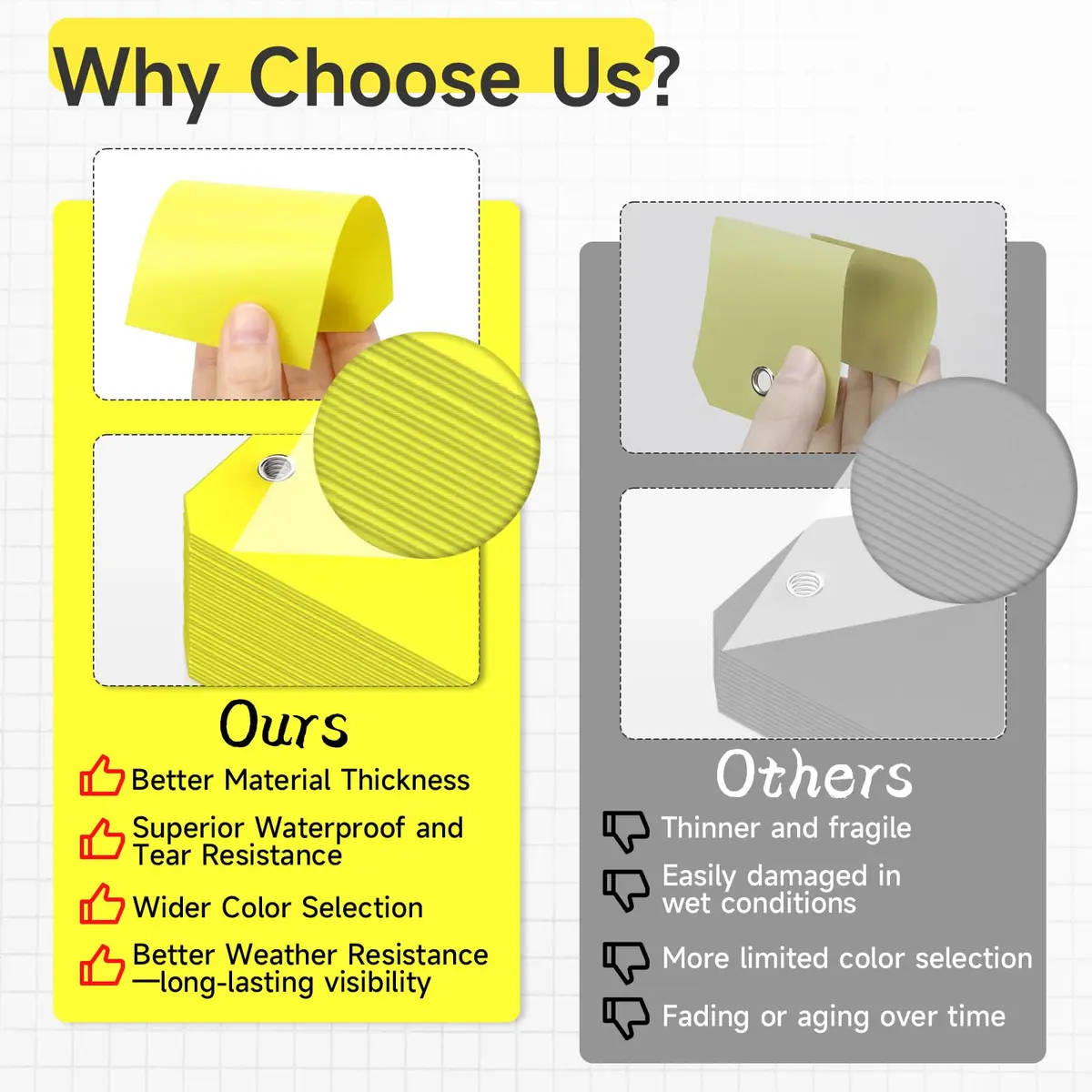 XUWAIDSGN 100Pcs Yellow Plastic Shipping Tags 4 3/4" x 2 3/8" Writable Waterproof Durable - view 4