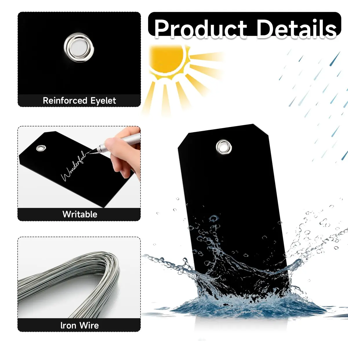 XUWAIDSGN Waterproof Plastic Labels 100 pcs | Weatherproof, Weatherproof, Weatherproof - view 3