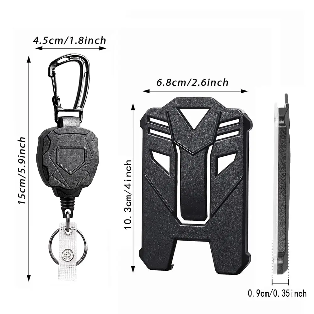 COOKOOKY Heavy Duty Retractable Badge Holder Clip with Carabiner & Lanyard, 2-Pack Black | Strong Stainless Steel Cord - view 3