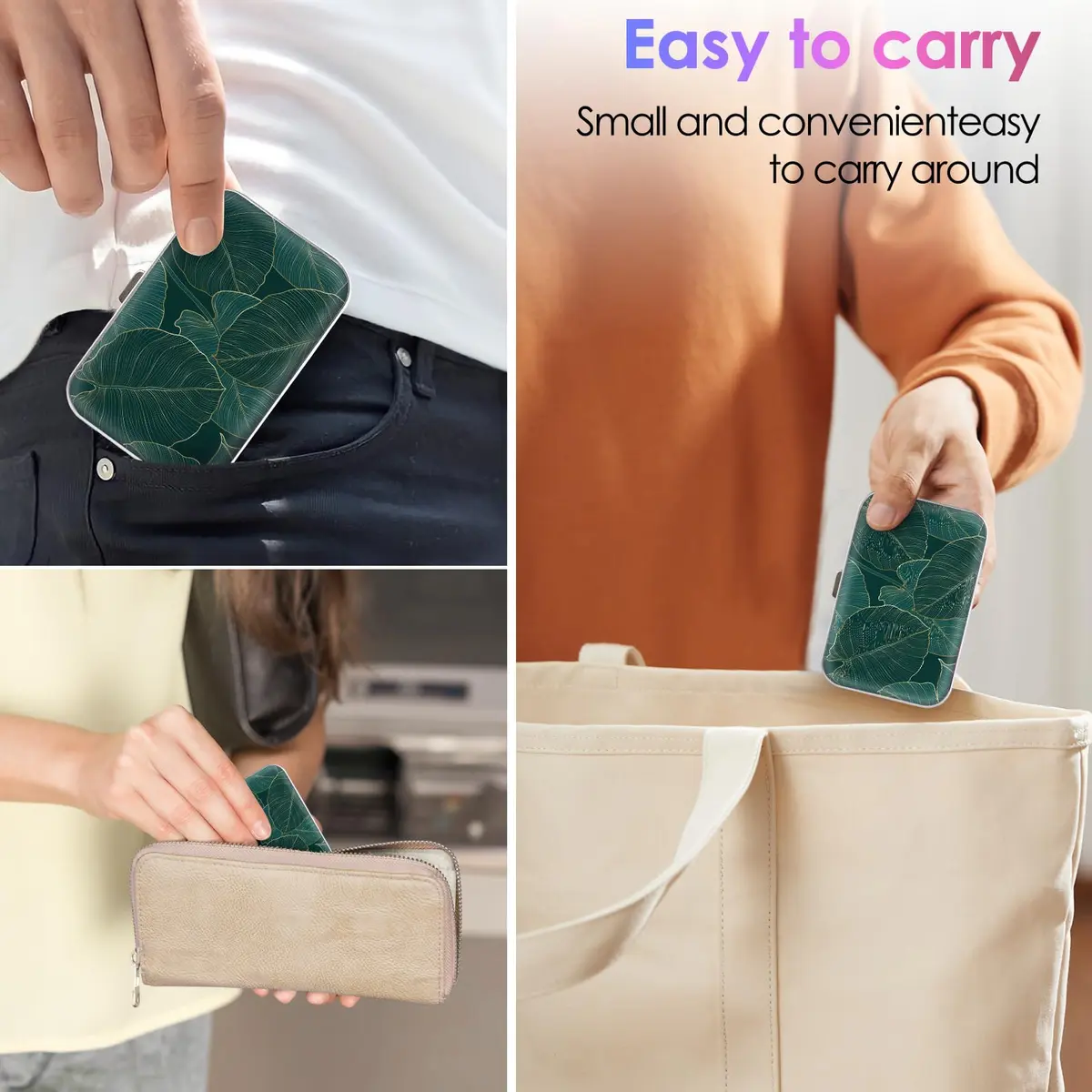 Gerkia Dental Floss Portable Case, Easy to Store Floss Picks of Various Sizes, Portable Dental Floss Dispenser is Perfect for Travelling, Hotels, Dinners, Appointments.Emerald Green Leaf | Compact Travel Organizer - view 6