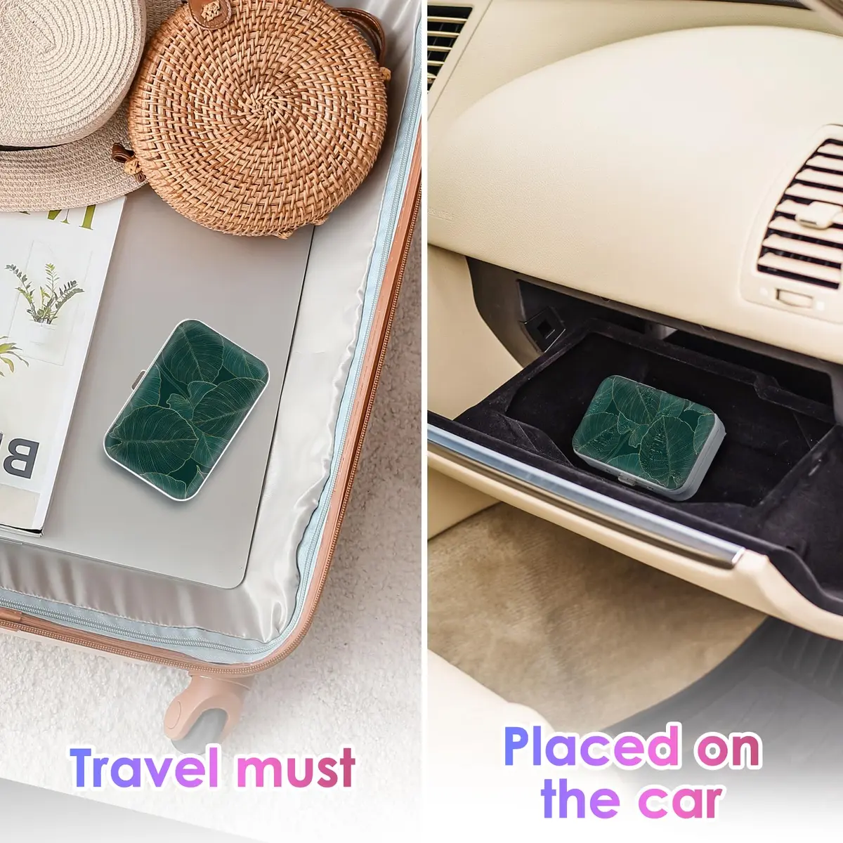 Gerkia Dental Floss Portable Case, Easy to Store Floss Picks of Various Sizes, Portable Dental Floss Dispenser is Perfect for Travelling, Hotels, Dinners, Appointments.Emerald Green Leaf | Compact Travel Organizer - view 7