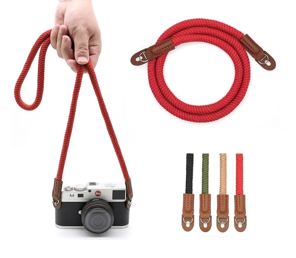 Eorefo Camera Rope Strap 100cm Soft Cotton | Vintage Neck Shoulder Belt for Mirrorless & DSLR Cameras - main product image