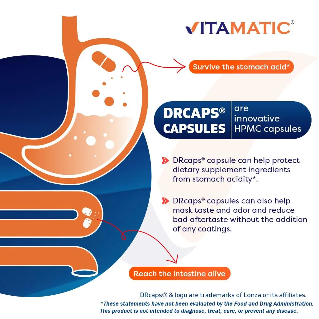 Vitamatic Lactobacillus Salivarius 2 Billion per Capsule | Digestive Support with Prebiotic Fiber (60 Count) - view 6