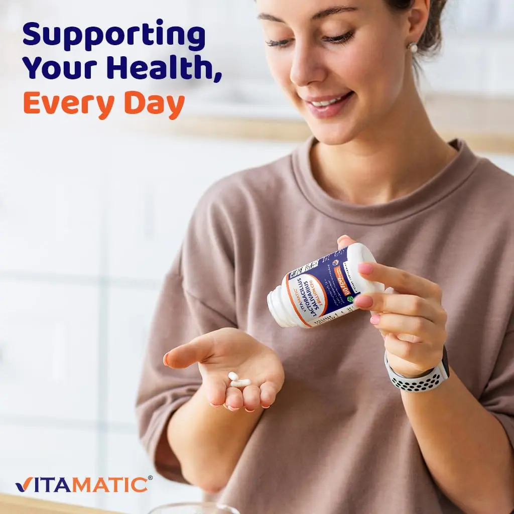 Vitamatic Lactobacillus Salivarius 2 Billion per Capsule | Digestive Support with Prebiotic Fiber (60 Count) - view 4