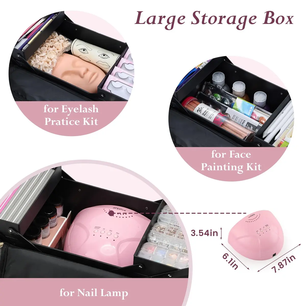 Yueieoun Large Travel Makeup Train Case, 4 Tier Cosmetic Organizer, Black | Professional Makeup & Nail Art Storage - view 4