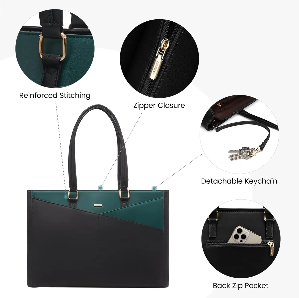 LOVEVOOK Laptop Tote Bag for Women, 39.37cm (15.6 Inch) | Chic Work & Travel Briefcase - view 7