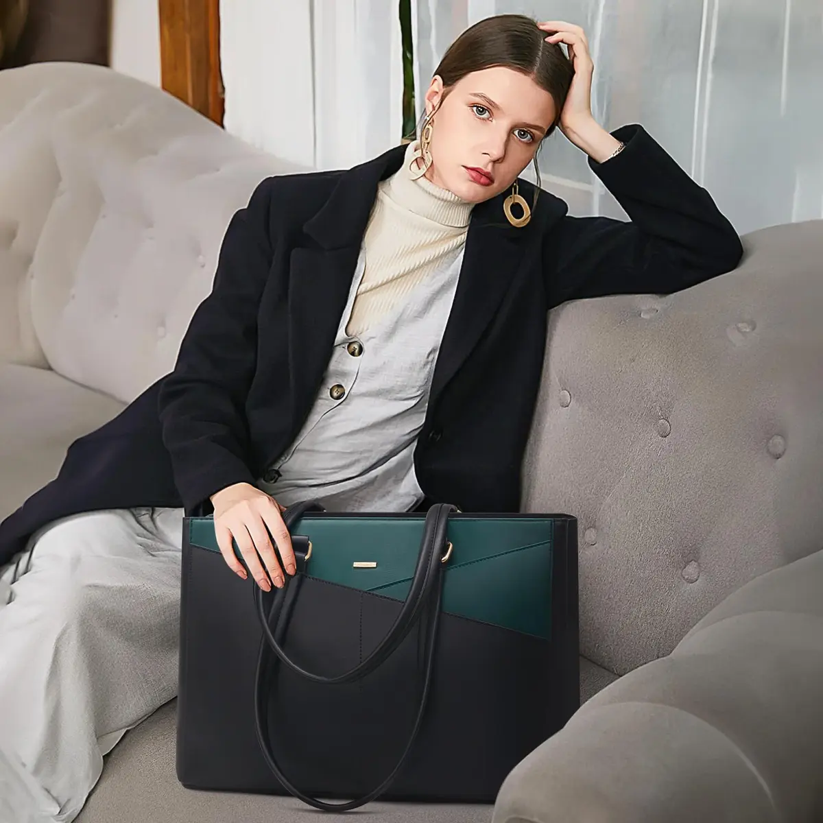 LOVEVOOK Laptop Tote Bag for Women, 39.37cm (15.6 Inch) | Chic Work & Travel Briefcase - view 2