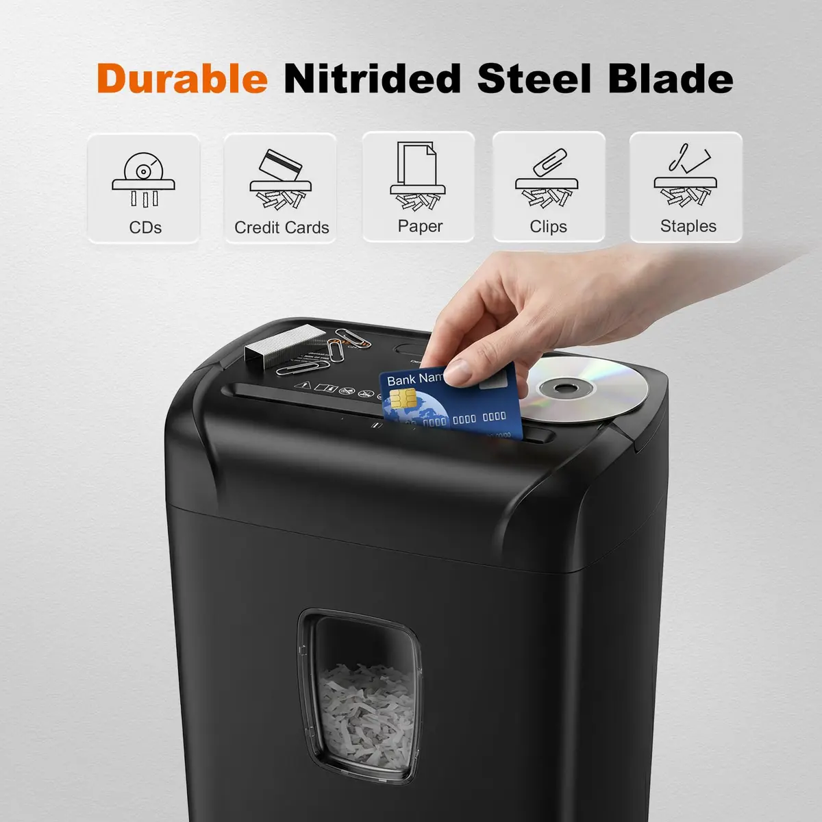 Bonsaii 15-Sheet Cross Cut Paper Shredder 6.67 kg (14.7 lb) | P-4 Security Level, 10-Min Run Time, Shreds CDs & Credit Cards - view 4