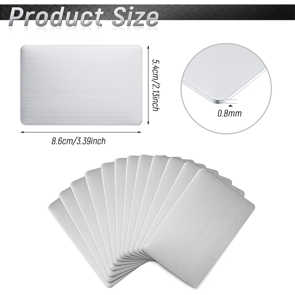 Yunsailing Stainless Steel Business Cards 86 x 54 mm | DIY Laser Engraving, 12 Pack - view 2