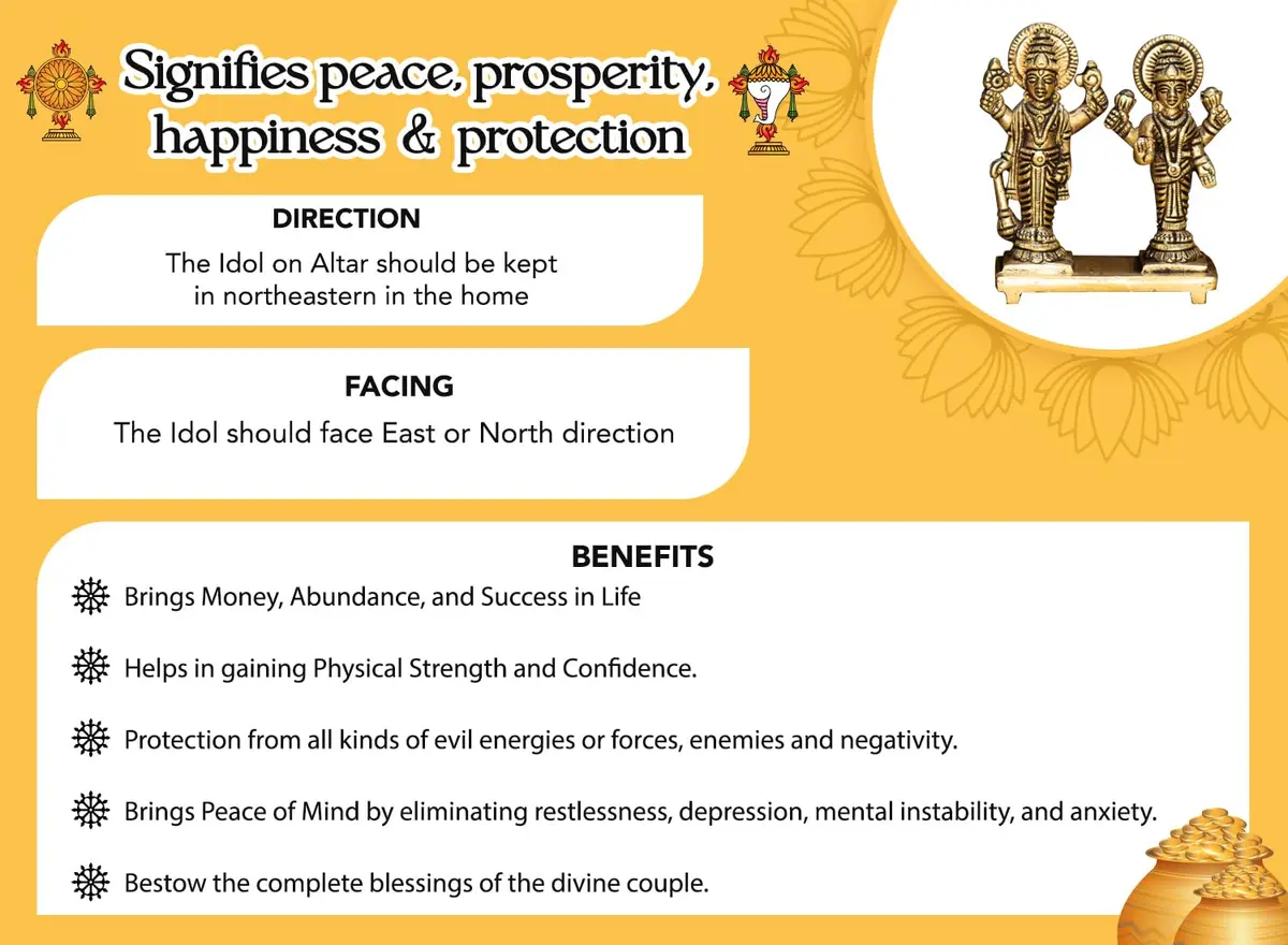 Ekhasa Brass Vishnu Laxmi Murti 8.4cm | Prosperity Blessing for Home & Office - view 7