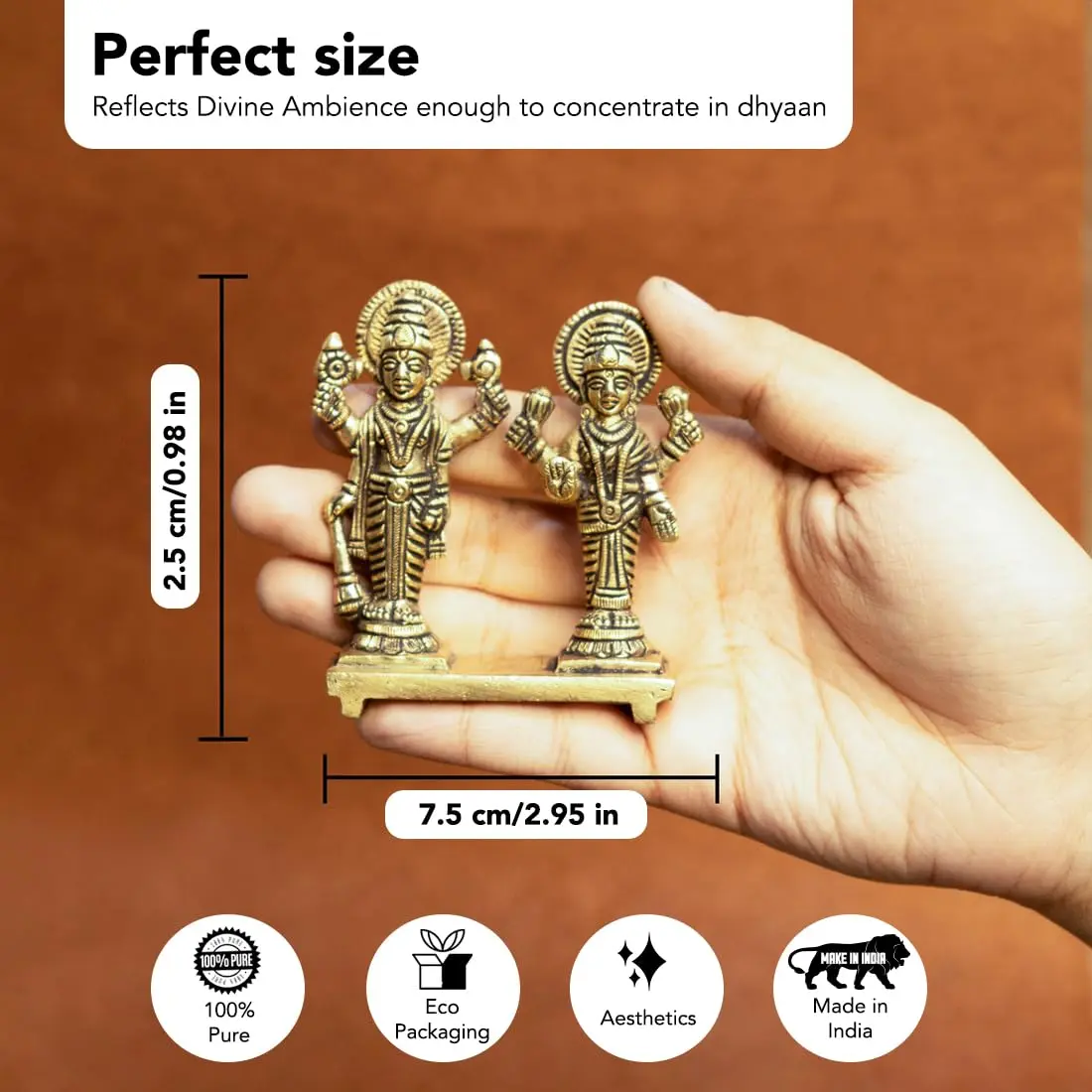 Ekhasa Brass Vishnu Laxmi Murti 8.4cm | Prosperity Blessing for Home & Office - view 2