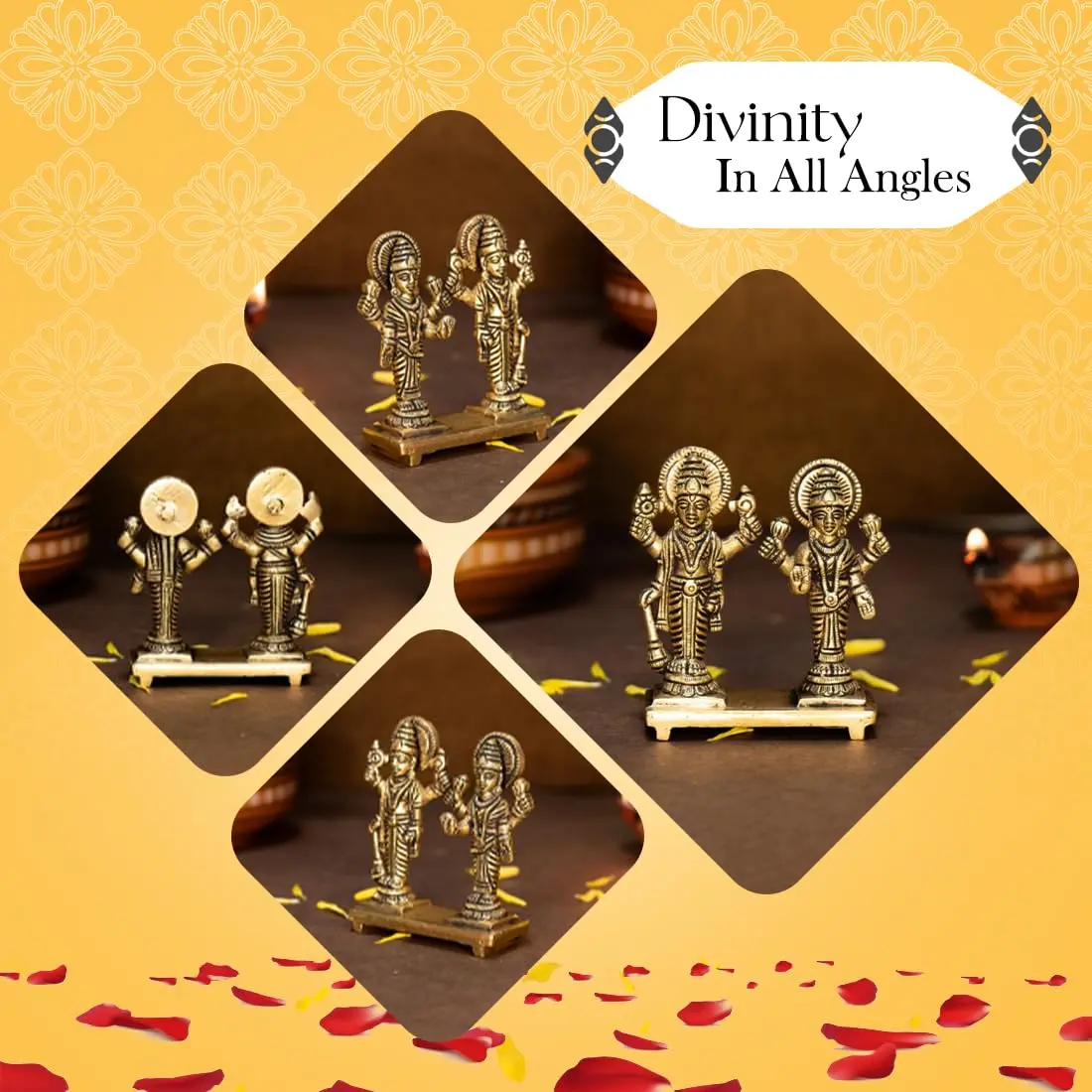 Ekhasa Brass Vishnu Laxmi Murti 8.4cm | Prosperity Blessing for Home & Office - view 4