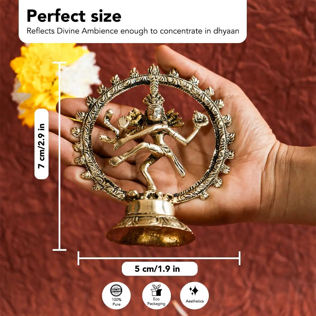 Ekhasa Brass Shiv Linga Statue for Home Decor, Puja Room, Office Desk | 70mm (2.75 in) | Traditional Religious Idol - view 2