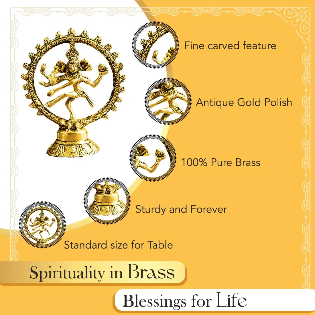 Ekhasa Brass Shiv Linga Statue for Home Decor, Puja Room, Office Desk | 70mm (2.75 in) | Traditional Religious Idol - view 4
