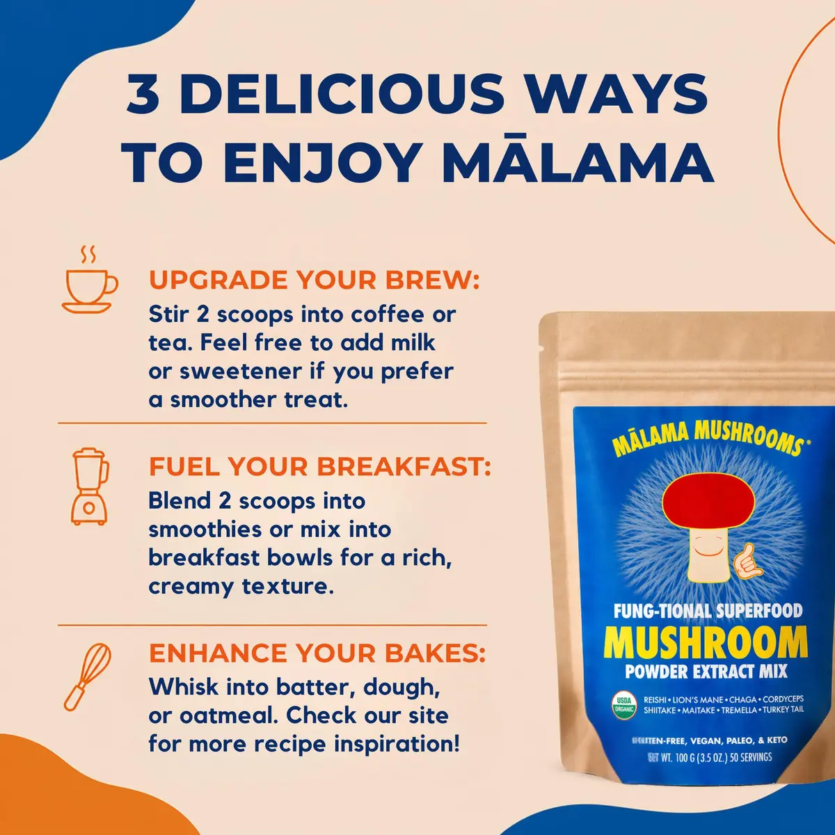 Malama Organic 8-Mushroom Powder Blend - view 5