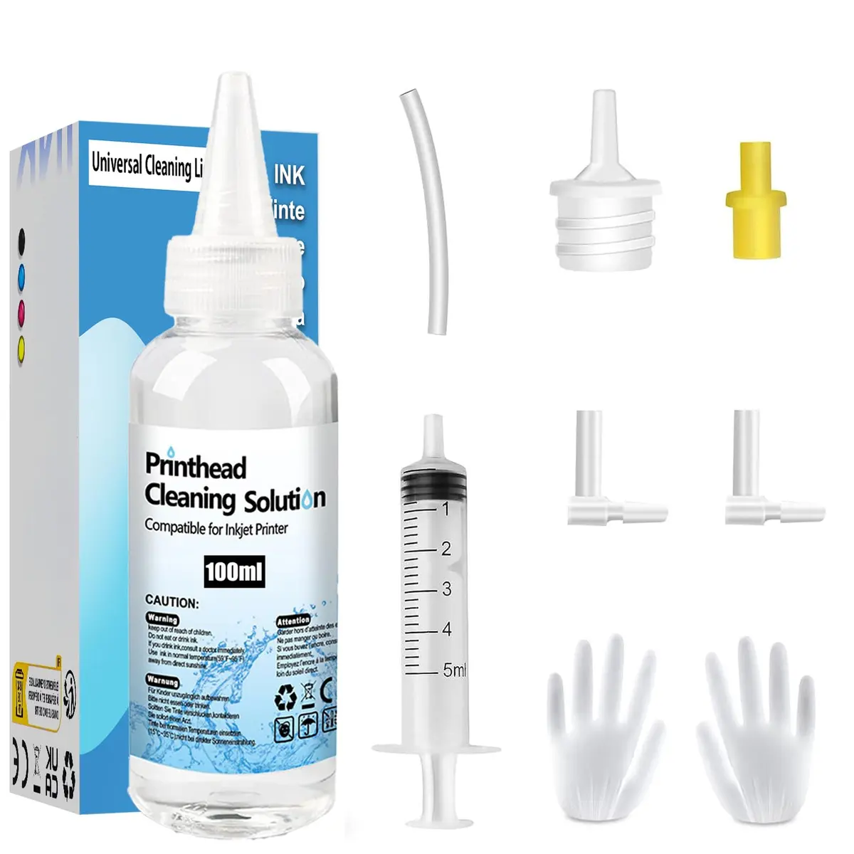 SHUOLEI Printhead Cleaning Kit Inkjet Printers | Universal Solution for HP, Brother, Canon (100mL) | Supports All Inkjet Printer Nozzles - main product image