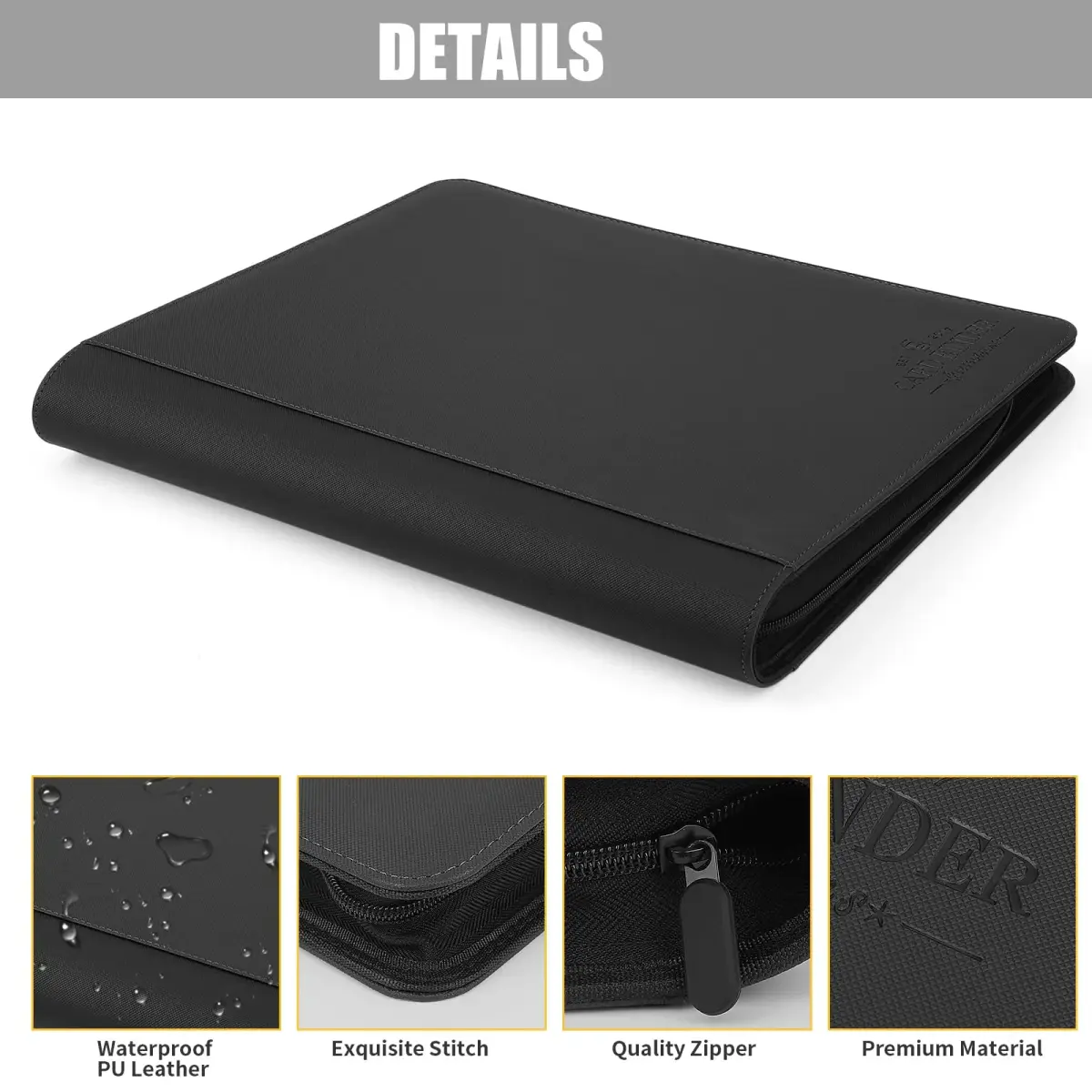 CARDBINDER Black Display Album 288 Cards (16 Pages) | Protects Collectibles with PU Leather - view 3