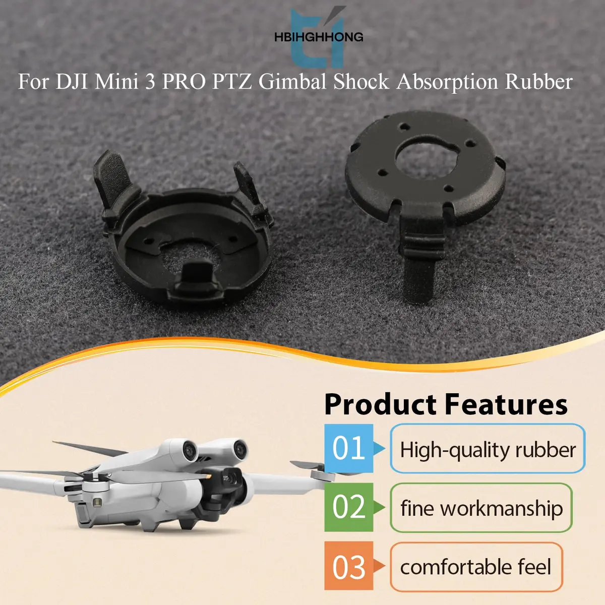 HBIHGHHONG Gimbal Shock Absorption Rubber Dampers for DJI Mini 3 Pro/Mini 3 with Repair Tools (Left & Right Rubber) - view 2