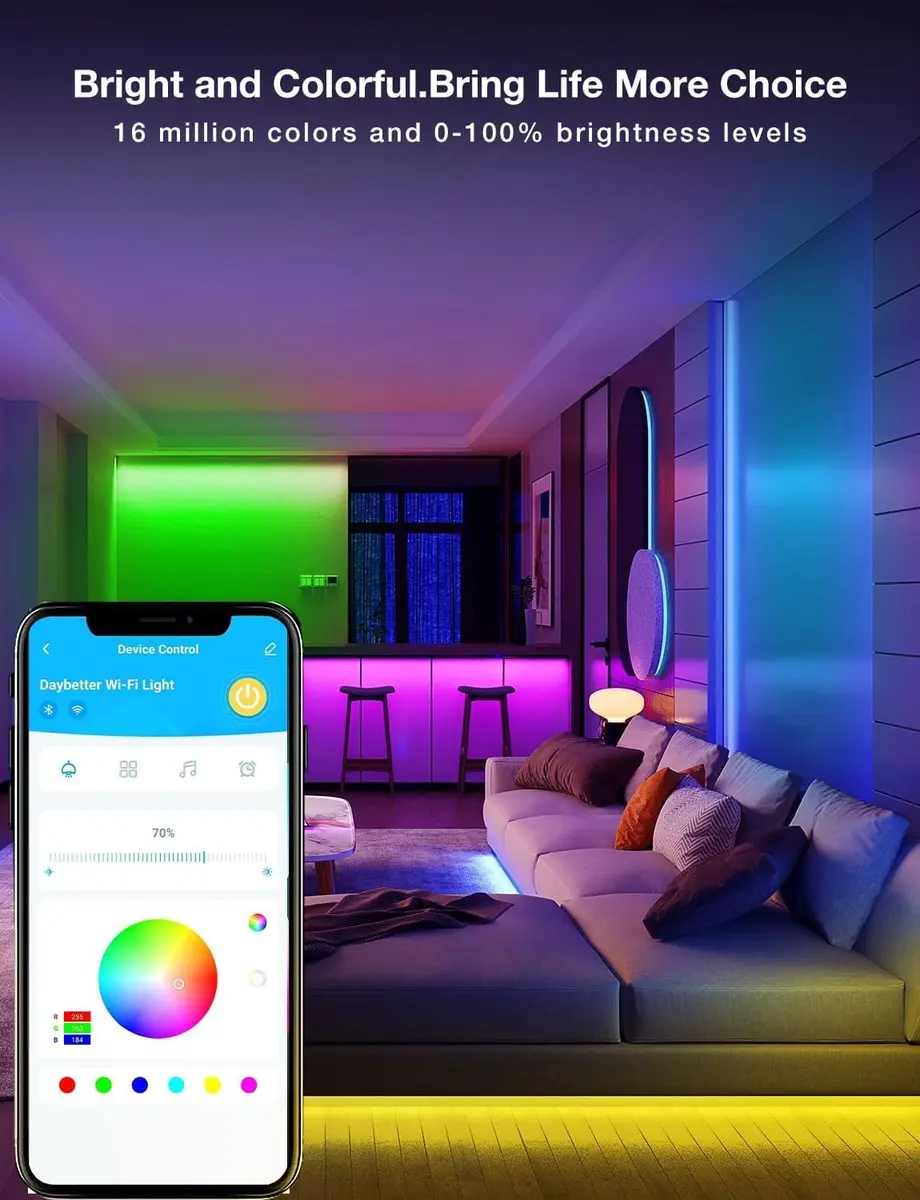 DAYBETTER Smart WiFi LED Strip Lights 100ft (30.48m) | Voice Control with Alexa & Google Assistant - view 5