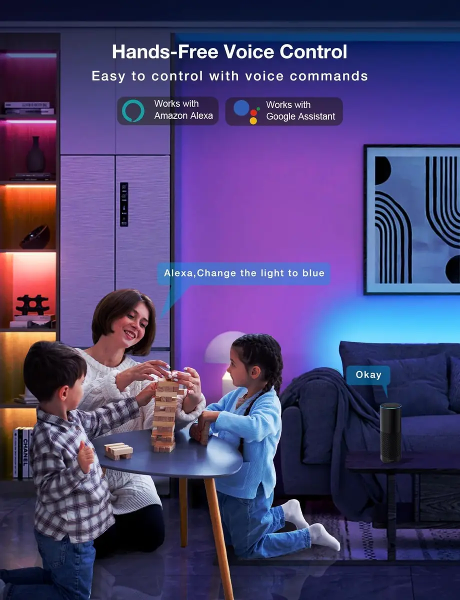 DAYBETTER Smart WiFi LED Strip Lights 100ft (30.48m) | Voice Control with Alexa & Google Assistant - view 2