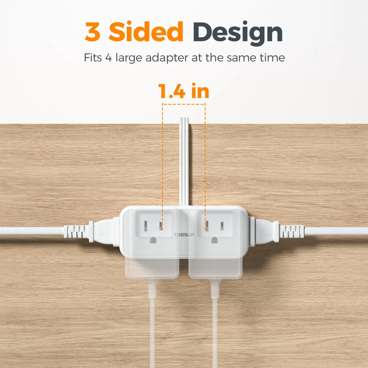 TESSAN Power Strip 0.5Ft Grey | 7-in-1 Surge Protector with USB Ports - view 8