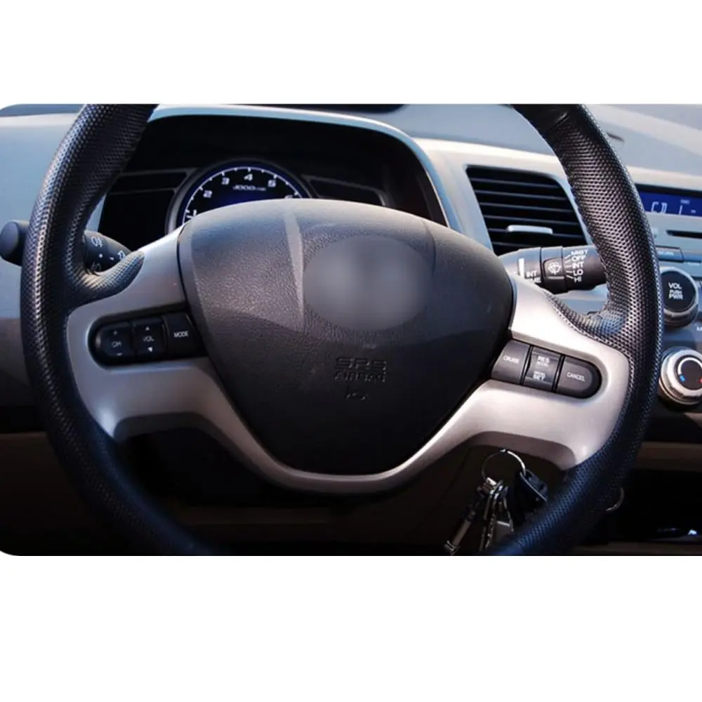 AEETUED Carbon Fiber Style Steering Wheel Trim Cover for Honda Civic 2006-2011 (Silvery) - view 4