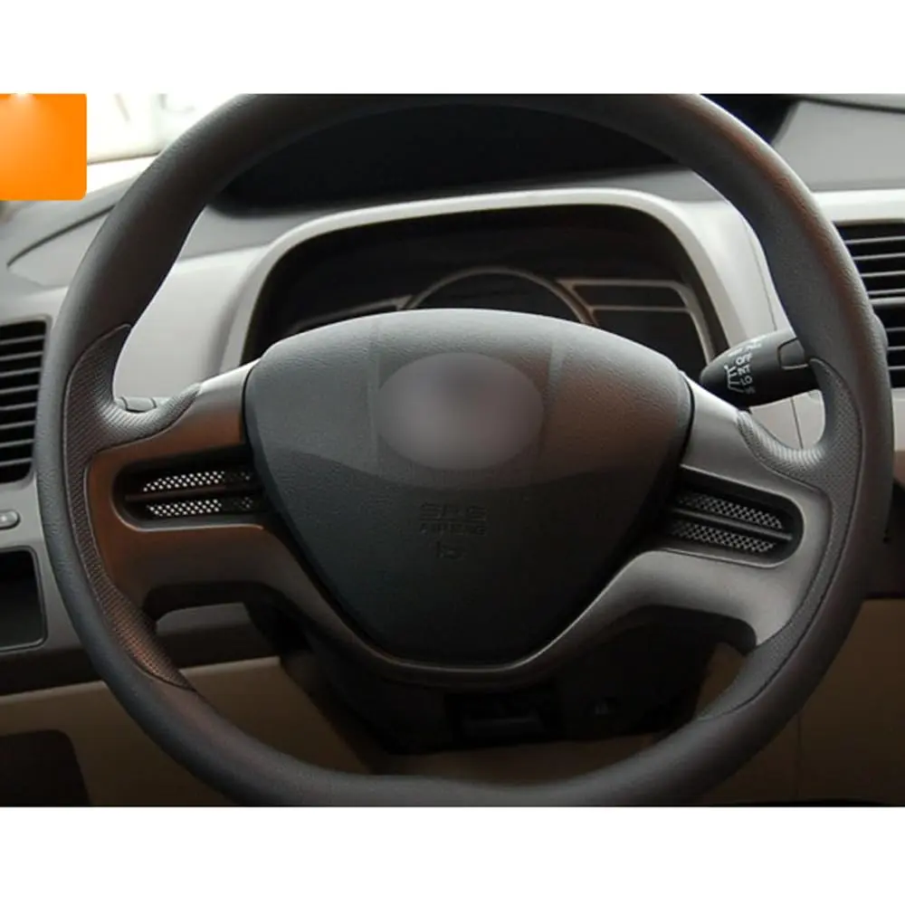 AEETUED Carbon Fiber Style Steering Wheel Trim Cover for Honda Civic 2006-2011 (A-Black) - view 4