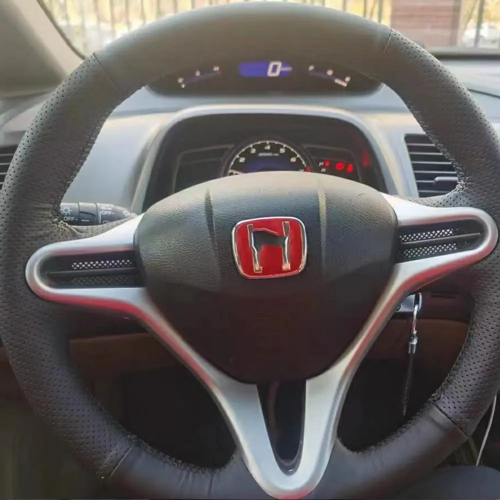 AEETUED Carbon Fiber Style Steering Wheel Trim Cover for Honda Civic 2006-2011 (B-Silvery) - view 3