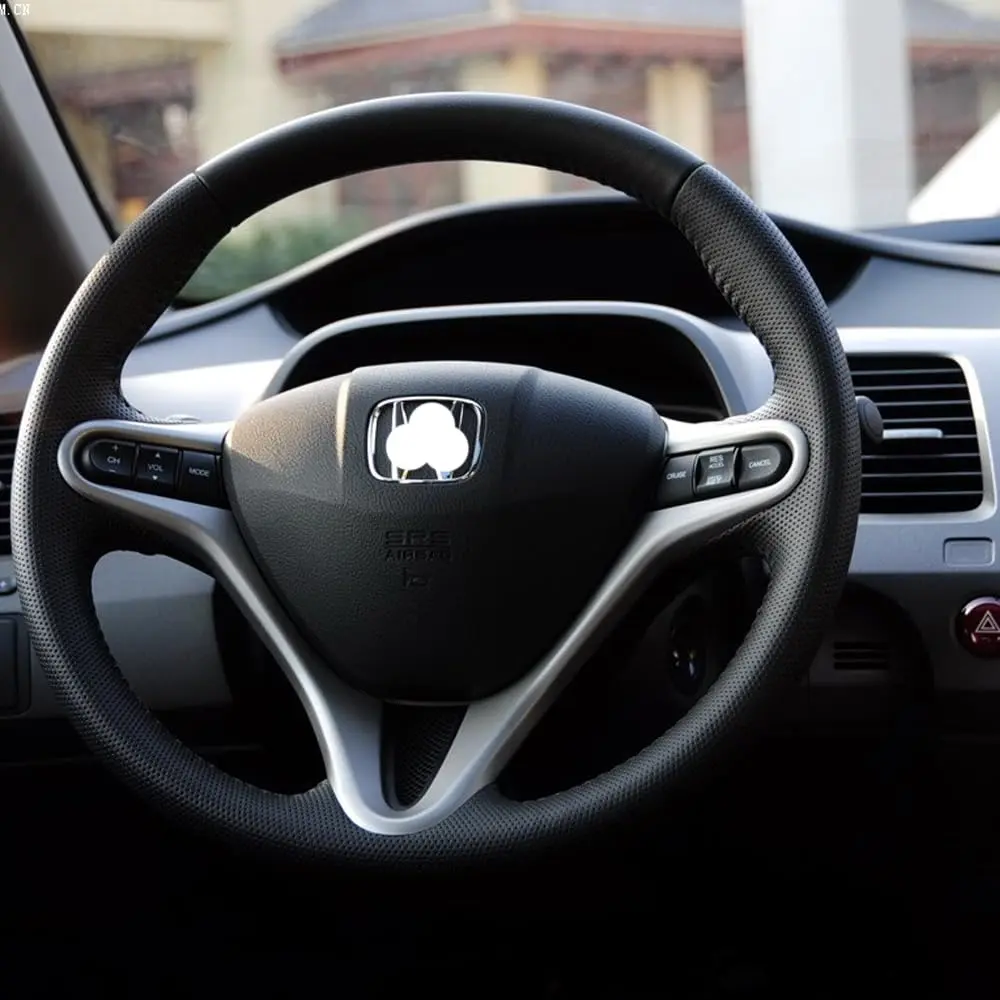 AEETUED Carbon Fiber Style Steering Wheel Trim Cover for Honda Civic 2006-2011 (B-Silvery) - view 4